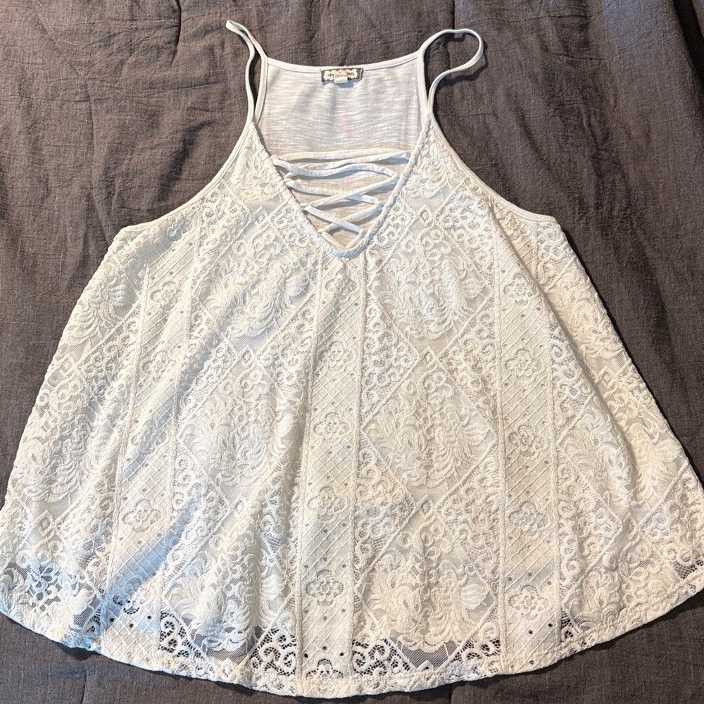 White Lace Sleeveless Top